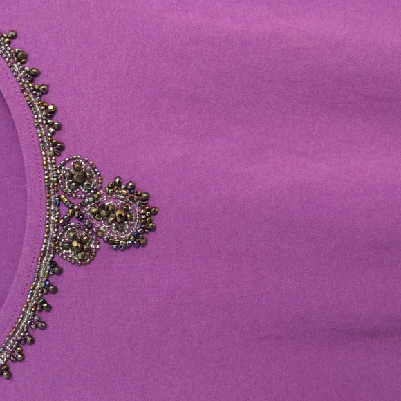 Style and Co Dark Lavender Size L Woman's Top with Beading - Picture 2 of 6